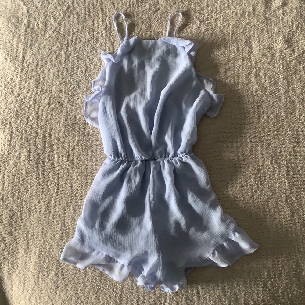 H&M Ruffled Crepe Light Blue Romper - Picture 2 of 5